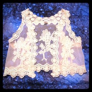 Bohemian Hippie See-through Crochet Vest Sz M